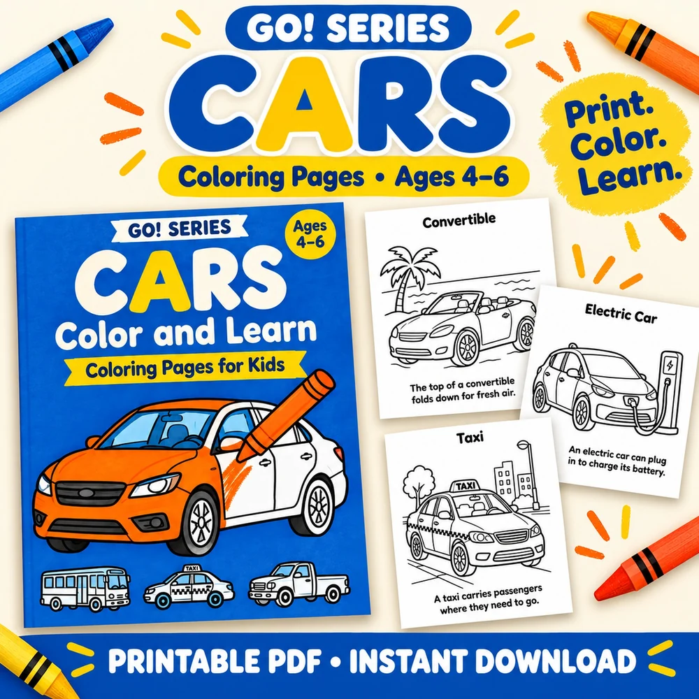 Go! Series Cars printable coloring pages product cover